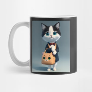 Cat with a purse - Modern digital art Mug